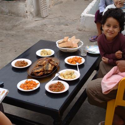 A rooftop lunch, Laayoune