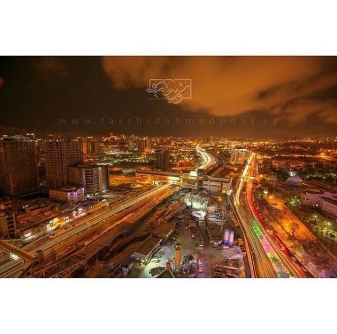 نمایی زیبا از شهر تبریز در شب