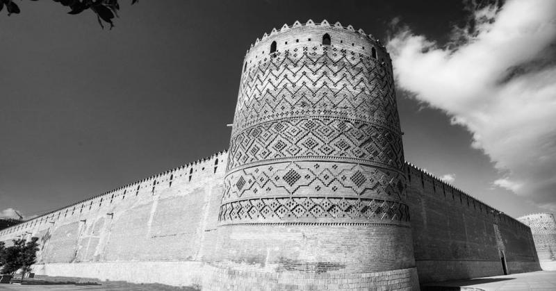 عکس سیاه و سفید از ارگ کریمخان زند ، شیراز