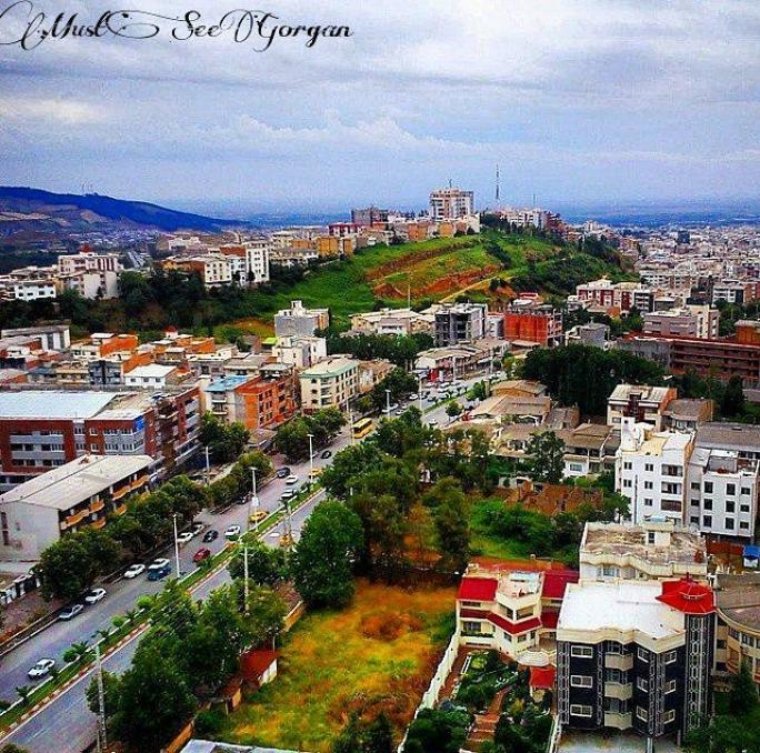 تصویری از شهر گرگان از بالای برج پارتیا