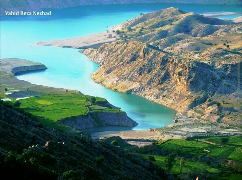 عکس بسیار زیبا از روستای ارو و نمای زیبا از سد کوثر ، گچساران ، کهکیلویه و بویر احمد