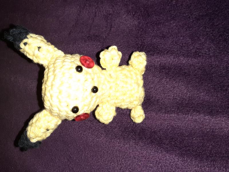 I crochet this tiny pikachu 