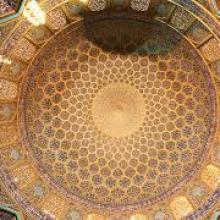 عکس بسیار زیبا از کاشی کاری گنبد مسجد شیخ لطف الله اصفهان