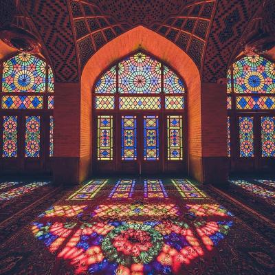 image of Travel to see facinating lights and shadows of Pink Mosque or Masjede Sorati ( nasir al mulk ) in Shiraz historical city