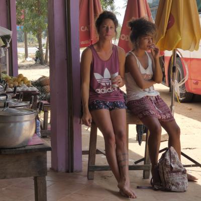 image of Two French girls on a break while travel from Sihanoukville to Trat
