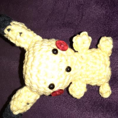 I crochet this tiny pikachu 